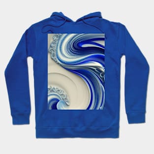 Swirly Flowing Ivory And Cobalt Curlicues Hoodie